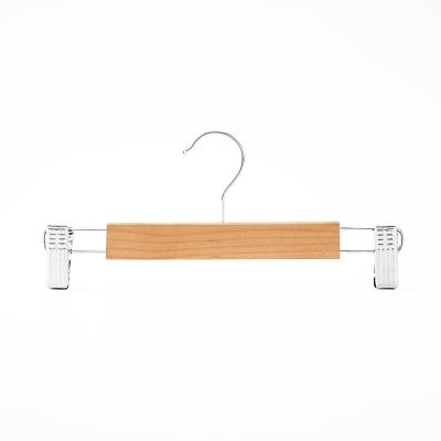 China Modern Wholesale Industrial Goods Multifunctional Adjustable I KNOW Wooden Hanger with Clips for sale