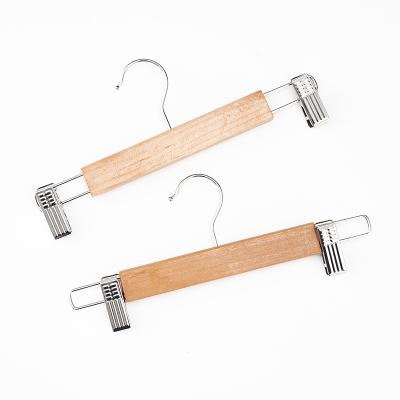 China Modern Wholesale Industrial Goods Multifunctional Adjustable I KNOW Wooden Hanger with Clips for sale