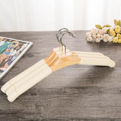 China Modern wholesale clothing store using non-slip I KNOW sponge solid wood hanger for sale