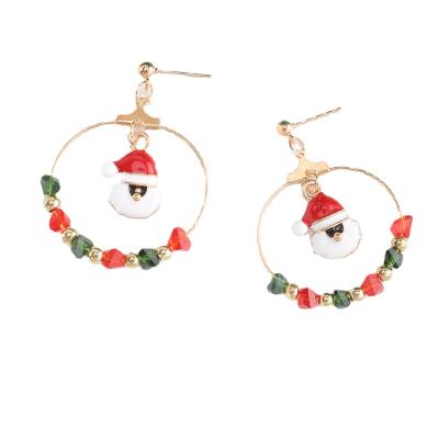 China European and American Women's Retro Simple Christmas Tree Snowman Cute Asymmetrical Christmas Drip Winding Dangle Earrings for sale