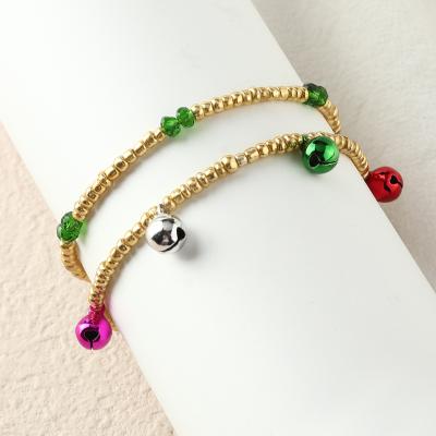 China European Women and American CCB Colorful Bell Bracelets Christmas Ornaments Holiday Round Bead Bracelet Creative Set for sale