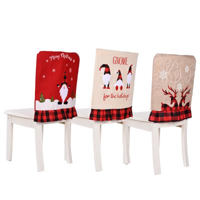 China New Homecoming Christmas Decorations Plaid Cloth Chair Cover Elks Chair Canvas Faceless Cover for Elderly for sale