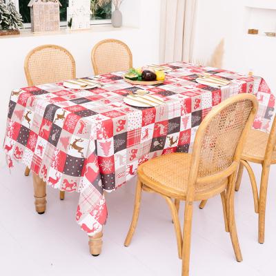 China Xmas Export Party Colorful Custom Christmas Waterproof Decoration Polyester Table Cloth for sale