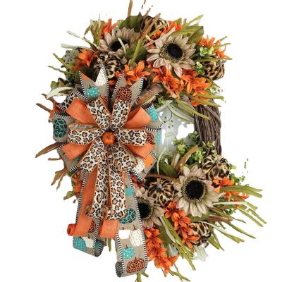 China Sunflower American Door Wreath Decoration Factory Simulation New Product Country Hanging Christmas Decorations for sale