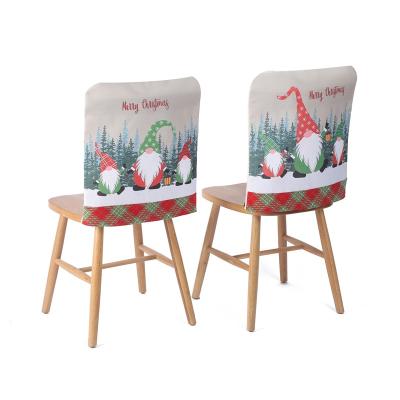 China Christmas New Product Christmas Chair Cover Red and Green Lattice Rudolph Print Chair Cover Christmas Table Restaurant Decoration for sale