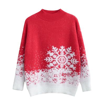 China Temperament Swap 2021 Wholesale BQW Women's Snowflake Long Sleeve Pullover Christmas Sweaters for sale