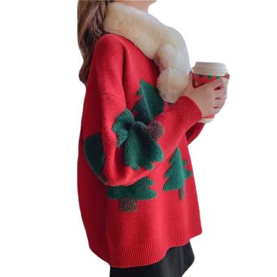 China Temperament Swap New BQW Christmas Sweater Women Fall/Down Shirt Tree Loose Sweater New Winter Sweater Small for sale