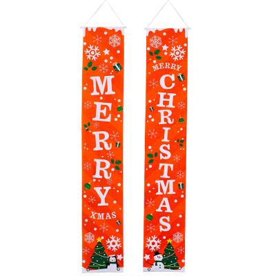 China New Christmas Christmas Ornaments Door Curtain Snowflake Red Couplet Christmas Scene Hanging Decoration for sale