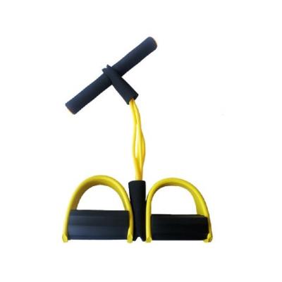 China Durable Elastic Band Gym Logo Custom Strength Training 4 Tubes Sit Up Foot Pedal Resistance Band Fitness Equipment for sale