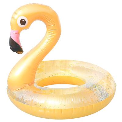 China Gold Color With Gold Bath Ring Confetti Flamingo Dimension 75cm For Adults PVC With Unique Fit Design for sale