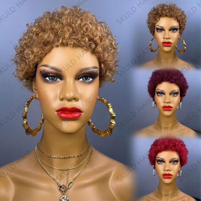 China Fashion Hair Skuld Short Hair Wigs Afro Curly Pixie Human Hair Wigs For Black Women Drop Shipping Wholesale for sale