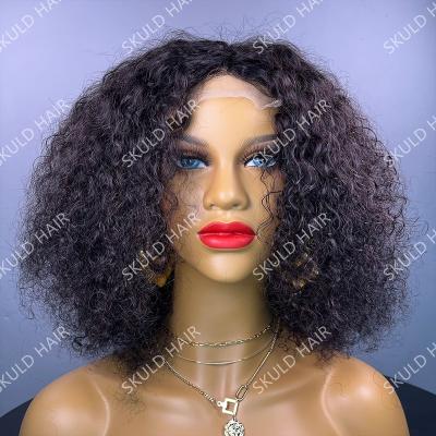 China Afro Skuld Kinky Curly Hair Wigs 4x4 250% Remy Brazilian Cuticle Aligned Human Hair Wigs Afro Wave Skuld Lace Closure Bob Wigs For Black Women for sale