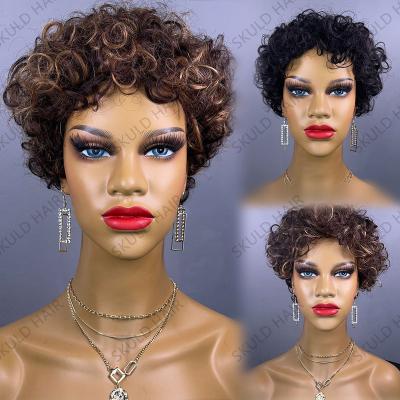 China Fashion Hair Skuld Short Hair Pixie Cut Human Hair Wigs For Black Women Drop Shipping Wholesale for sale