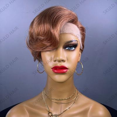 China Pixie Cut Human Hair T Short Pixie Cut Skuld Lace Front Wigs For Black Women for sale