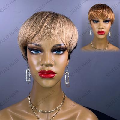 China Fashion Hair Skuld Short Hair Pixie Cut Human Hair Wigs For Black Women Drop Shipping Wholesale for sale