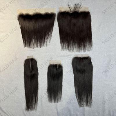 China Wholesale Remy Brazilian Cuticle Aligned Human Hair Straight Lace Frontal Skuld 4x4 Closure Lace Frontal Closure For Black Women drop shipping for sale