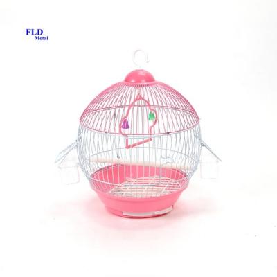 China Breathable Mini Bird Carrier Metal Round Detachable Bird House Portable Parrot Cages for sale