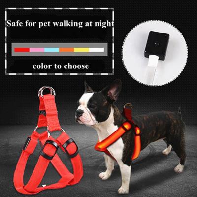 China Viable Instant Night Light LED Dog Safety Harness Cat Harness Puppy Walking Harness for sale