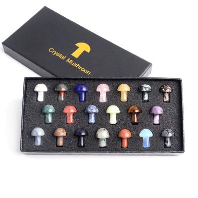 China High Quality Natural Quartz Mini Mushroom Ornament Gift Box from China 20pcs for Healing Decoration for sale