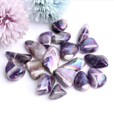 China China Tumbled Multicolor Stones Healing Reiki Plated Amethyst Aura Crystals Gift Decoration Collecting for sale