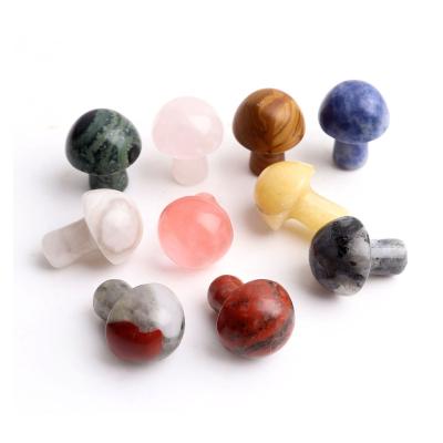 China 10pcs China Natural Stones Carved Crafts Decoration Quartz Mini Crystal Mushroom Statues Healing Trinket Gift Home Ornament for sale