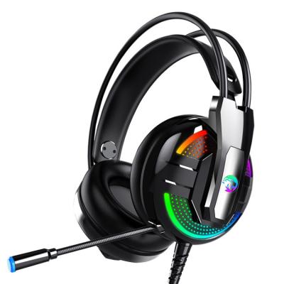 China Hot Selling Earphone RGB LED USB Gaming Headset Wired Headset Metal Gaming Earphone Boom Eating Computer Chicken Earbuds for sale