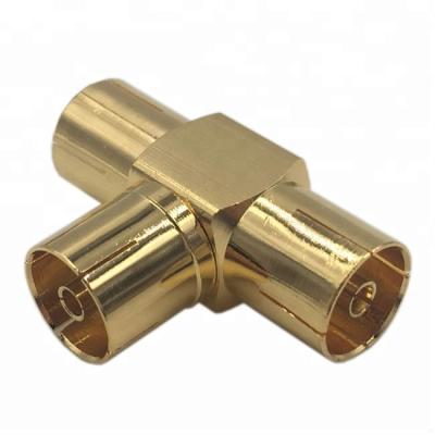 China Brass Gold Plating T Type IEC Jack RF Adapter Coaxial Connector for sale