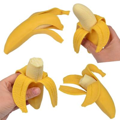 China Widely Used Novelty Toy Squeeze Banana Fidget Miniature Anti-Worry Banana Prank Realistic Peeling Toy With Slow Rebound for sale