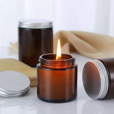 China Personal Care Food Grade Manufacturer Factory Price High Quality Cosmetic Packaging Amber Glass Jar Candle Jar for sale