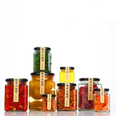 China Freshness Preservation Factory Produced Square Honey / Wholesale Empty Packing Glass Pickle Jar for sale