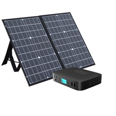 China Factory Logo 100W Custom C Power Bank Pocket Solar Generator Type Solar Power Station For Laptop Car Charging Fast Outdoor for sale