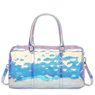 China Wholesale Durable Women Duffel Bag Holographic PVC Spinnanight Tote Hoe Pack Overnight Weekend Clear Bags Travel Bags Overnight for sale