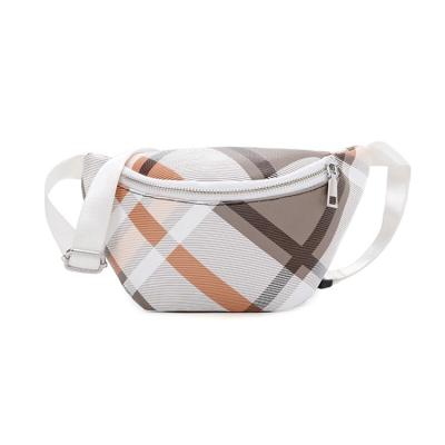 China Promotional Women's Water Proof Small Fanny Pack Popular Designer Ladies Nylon Oxford Plaid Waterproof Outdoor Waist Bag for sale