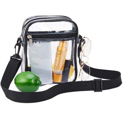 China High quality hot sale fashion festival cross - wholesale custom transparent body bag PVC shoulder bag with zipper for sale