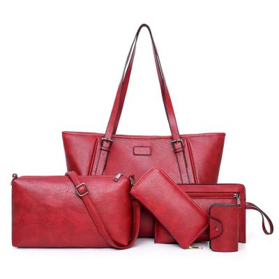 China Waterproof Hot Selling PU Leather Classic 6 Pcs Bags Sets Ladies Handbags Women Shoulder Bag Large Tote Bag for sale