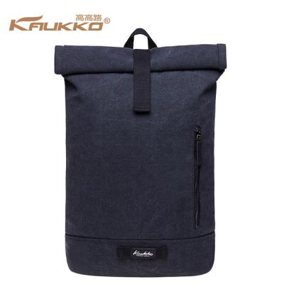 China High Quality Canvas Vintage Polyester Striping Roll Top Office Daypack Canvas Backpack School Bag For Men And Women for sale