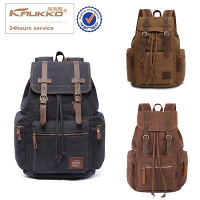 China KAUKKO Vintage Black Canvas Backpack Casual Travel Men's Backpack None Backpack Men's Bag for sale