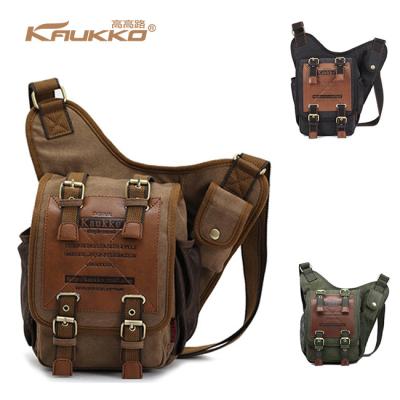 China Vintage Leather Bag KAUKKO Vintage Canvas Single Handbag / Male Messenger Messenger Bag Sling Pack for sale