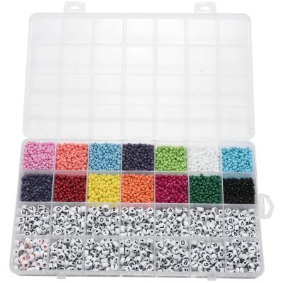 China DIY Jewelry Making Amazon 28 Slots 1200 Pcs Acrylic Letter Beads Box Set Seed Glass Beads Kit For Jewelry Making for sale