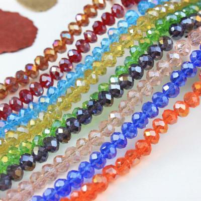 China Crystal Beads For Jewelry Making Mixed Transparent Crystal Beads Color For Jewelry Making 4/6/8mm Faceted Round Flat Beads ab Crystal Glass Rondelle Loose Spacer for sale