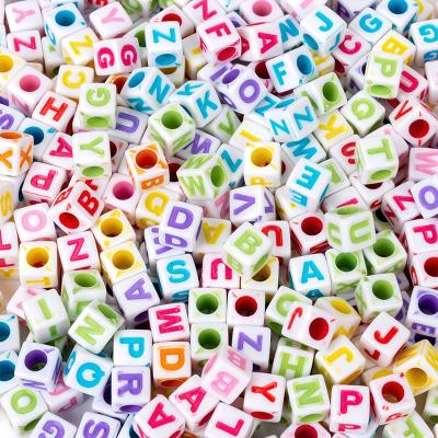 China Jewelry Making 6mm Acrylic Square Cube Alphabet Letter Beads For Bracelet Jewelry Making for sale