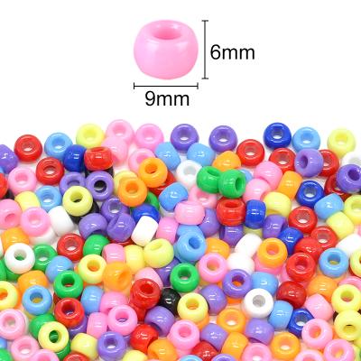 China Jewelry Making 6mm x 9mm Plastic Pony Beads For Jewelry Making Acrylic Pony Beads For Kids Bracelets Jewelry Making for sale