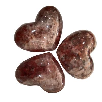 China Europe sales of natural fengshui crystal healing polished heart-shaped red quartz rubasse stone for sale