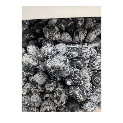 China Hot Selling China Natural Healing Polished Snowflake Obsidian Tumble Stone for sale