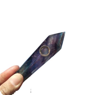 China China Wholesale Natural Fluorite Long Purple Crystal Stick Smoking Pipe for sale