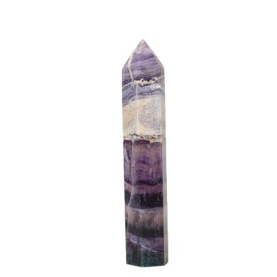 China China Natural Fluorite Prism Crystal Column Colorful Fluorite Energy Column Decoration Stone Rainbow Fluorite Hex Stone for sale