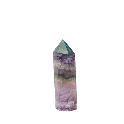 China China Natural Decoration Fluorite Point Magic Wand Baby Polished Polyhedral Faceted Colorful Tower for sale