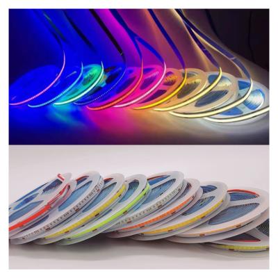 China Sports Stadiums 8MM Width PCB 180 Degree View Angle Dot Free 12V 24V Flexible COB LED FOB Strip for sale