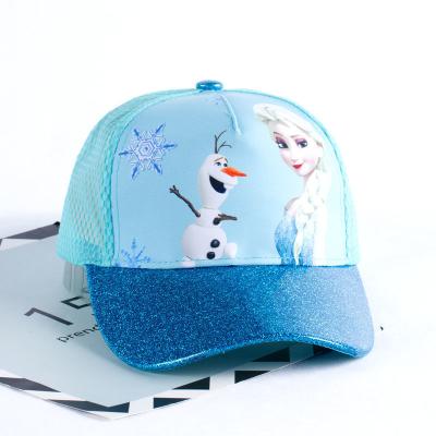 China breathable & Waterproof Kids Snow Girls Cartoon Printed Baseball Glitter Hat With Faux Ponytail for sale