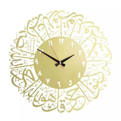 China Islamic Home Wall Clock Muslim Azan Ramada Ayetal Kursi Wall Decor Antique Style Gift Decor Wall Clock for sale